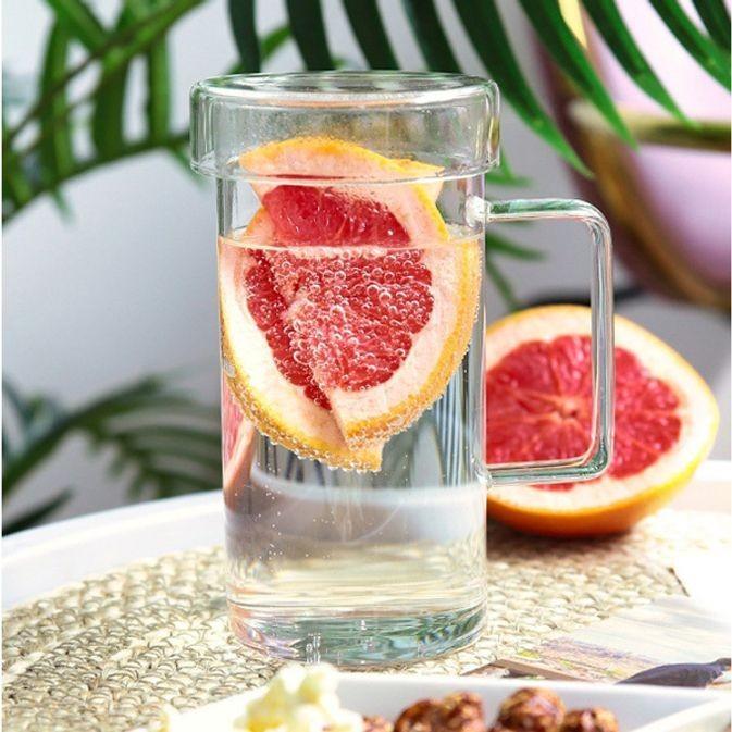 유리 머그컵 강화 유리컵 뚜껑 음료컵 찻잔 700ml