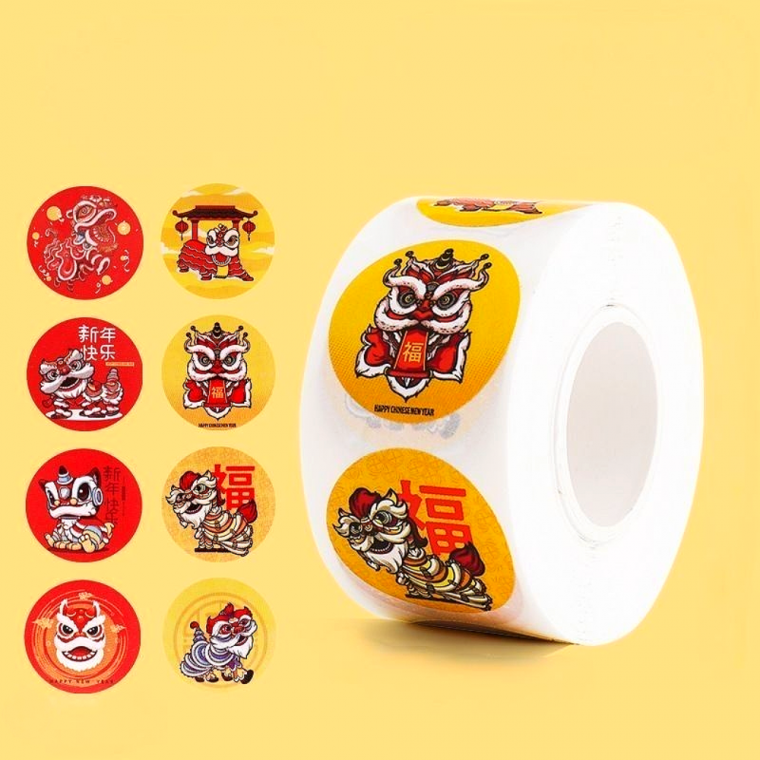 복 스티커 (사자그림) 1롤 500매