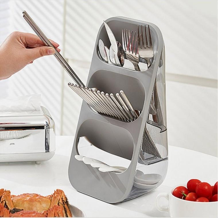 비타리토 3단 물빠짐 스탠딩 수저통 그레이