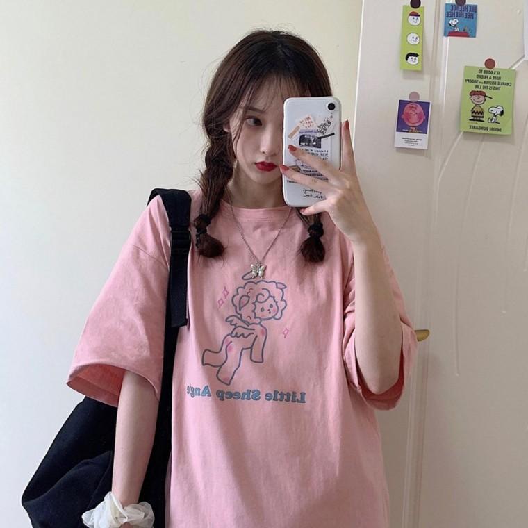 박스 티셔츠 양천사 여성 반팔