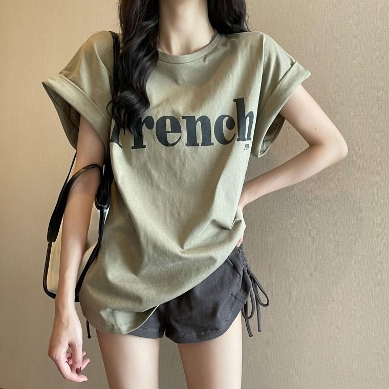 반팔 티셔츠 프렌치 말림 여성