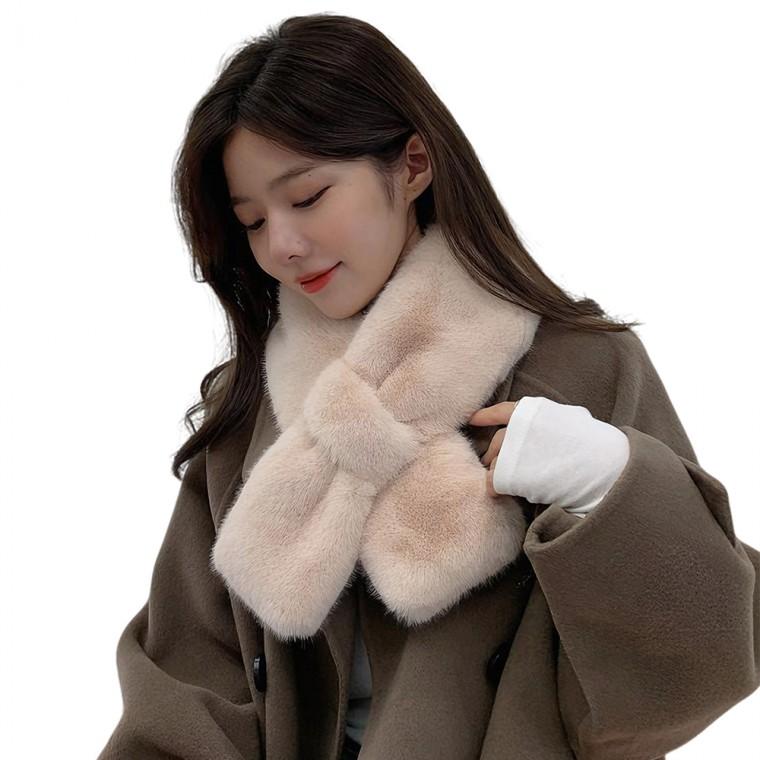 스노우 퍼 페이크 밍크 털 겨울 방한 학생 따뜻한 에코 여자 여성 목도리 머플러