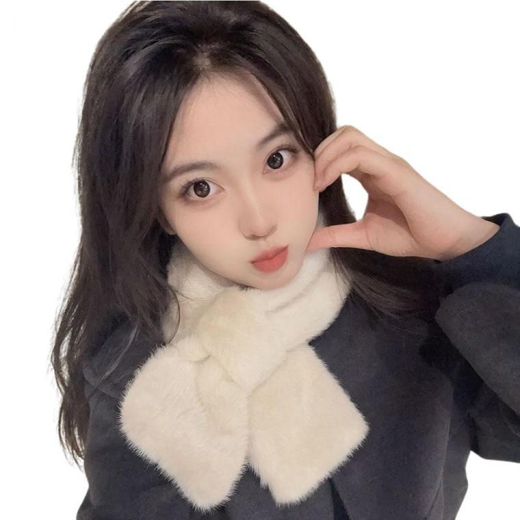 1+1 스노우 퍼 여자 여성 커플 학생 페이크 에코 털 보온 방한 겨울 따뜻한 목도리 머플러