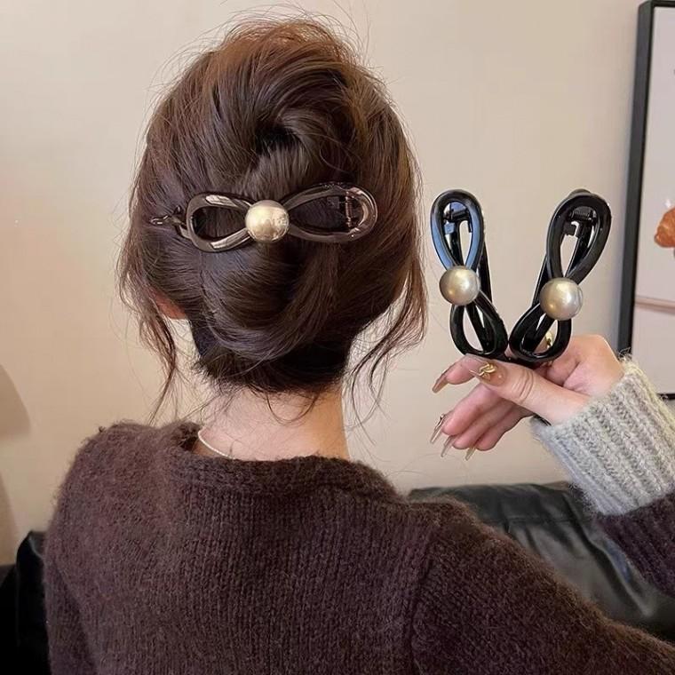 [지앤지]진주클립 머리핀 올림머리핀 반묶음 헤어핀 집게머리핀 반머리 바나나핀