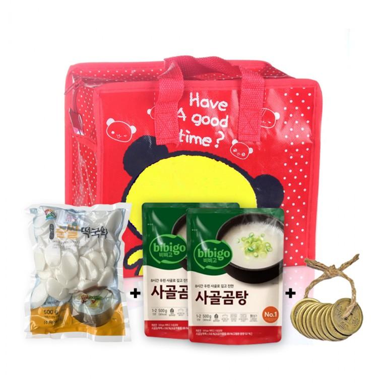 복꾸러미 사골2개+떡국1개+엽전10개 선물세트 떡국떡 어린이집 유치원 명절 설 추석