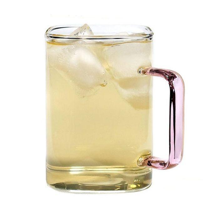 마시피렌체 유리 머그잔 커피잔 물컵 찻잔 550ML 핑크