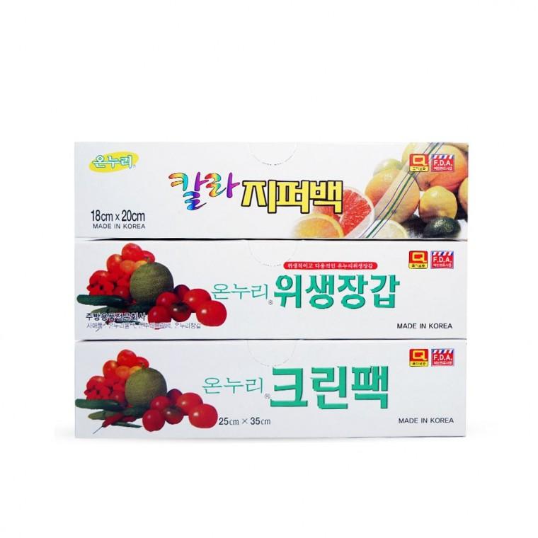 지퍼백 비닐백 위생장갑 일회용 비닐 3종 세트 H