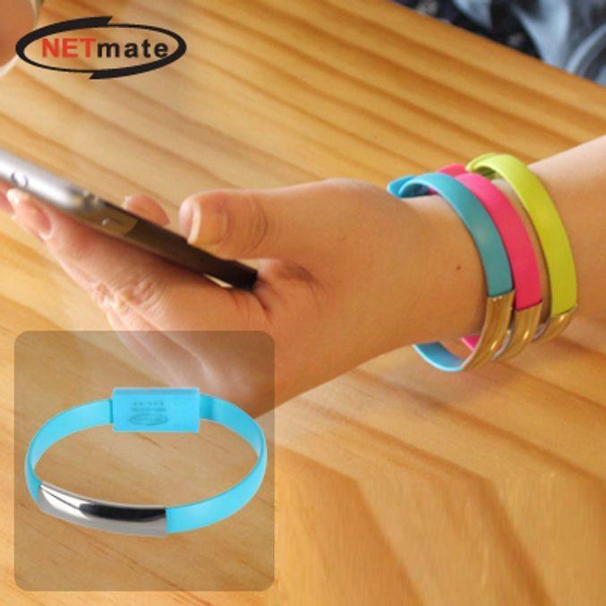 NETmate 마이크로 5핀 데이터 충전 팔찌 케이블 블루