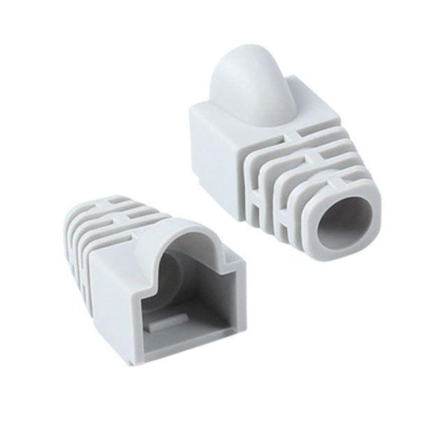 RJ 45 CAT 6 통부트 7파이 그레이 100개 보호캡