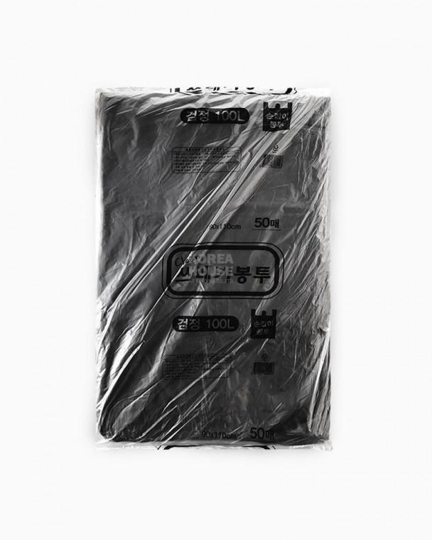 손잡이 대용량 쓰레기 봉투 100L 검정색 50매