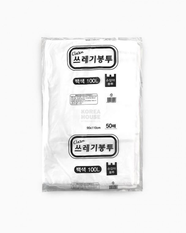 손잡이 대용량 쓰레기 봉투 100L 흰색 50매
