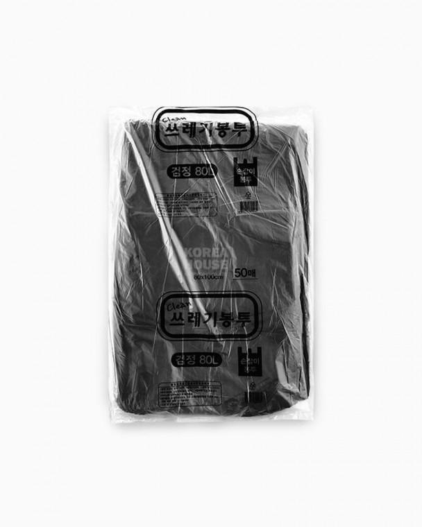 손잡이 대용량 쓰레기 봉투 80L 검정색 50매