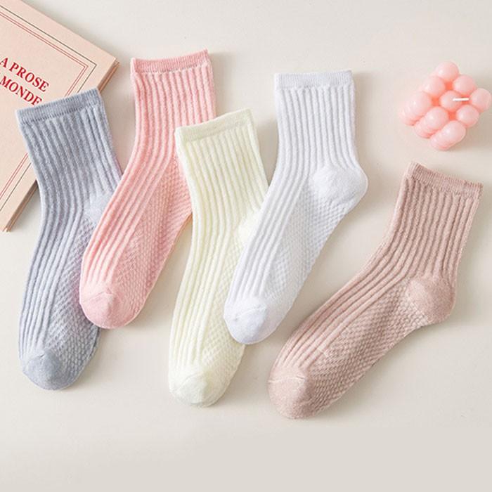파스텔 솜사탕 양말 5color 1set /여성양말 중목양말세트