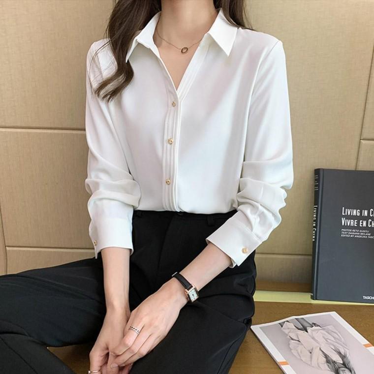 KAA 8307 여자브이카라블라우스 풍기인견 여성의류 인견블라우스 블라우스 비치웨어 사이즈 인견상의 S 루