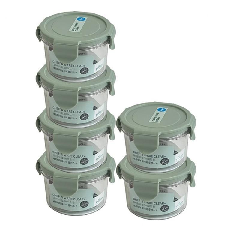 국내산 뉴 셰프웨어 클리어 플러스 원형 밀폐용기 300ml x 6개 트라이탄 용기