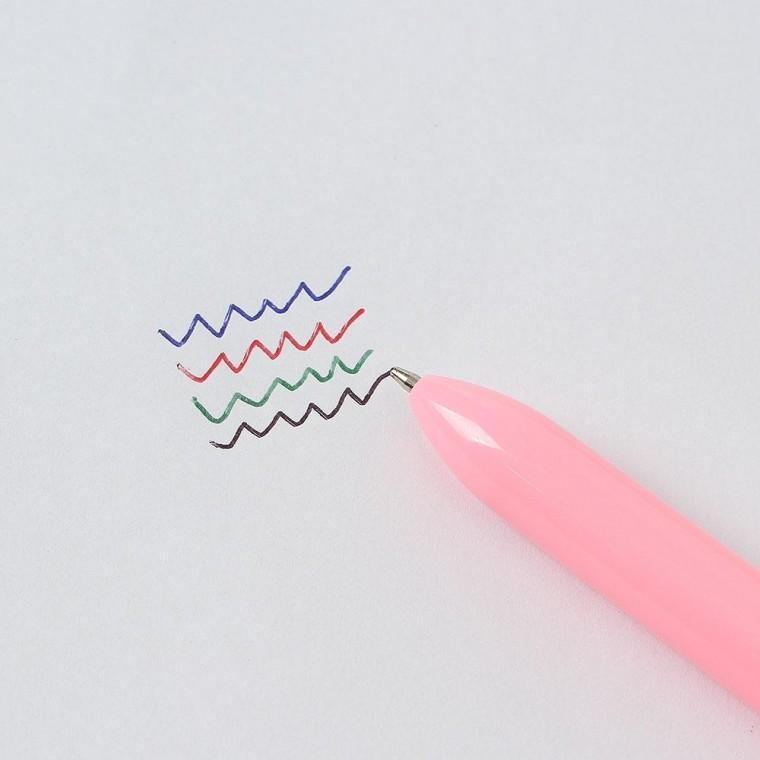 핑크 1.0mm 볼펜 4색 멀티펜