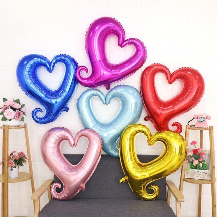 이벤트 기념일 생일 홈 파티 웨딩 프로포즈 장식 꾸미기 하트 프레임 모양 컬러 은박 호일 풍선 대형 80cm