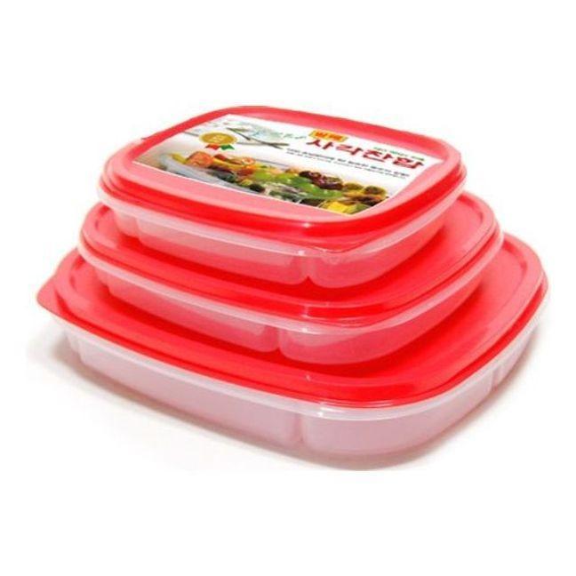 한진 사각 밀폐찬합 대 6칸형 반찬통 도시락 소풍