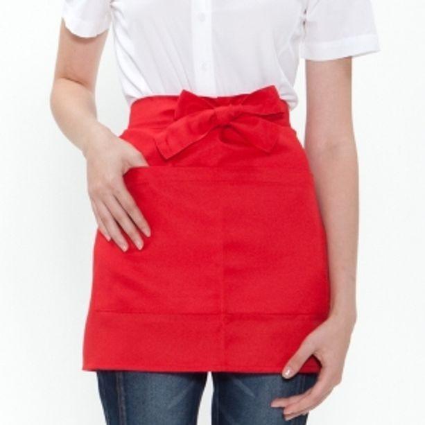 허리형 미니 단색 앞치마 레드 요리 주방 미술 공방