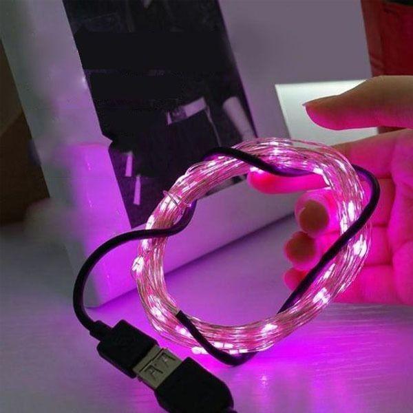 USB LED 케이블 LED 인테리어 조명 무드등 핑크 10M