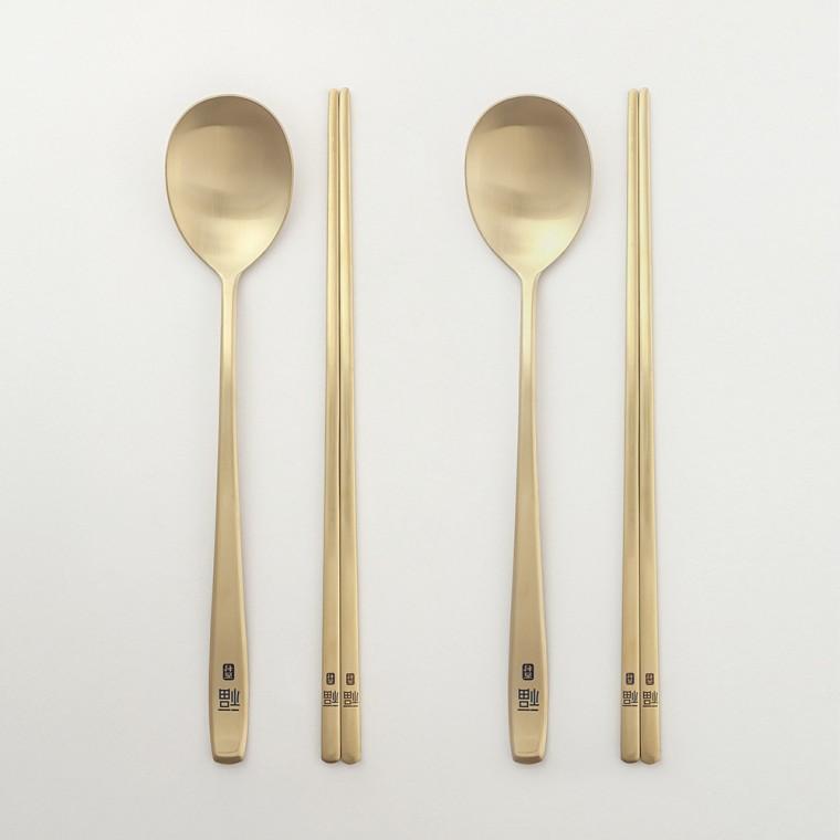 서촌공방 복 티타늄수저 2인용수저세트 외국인 부모님 칠순팔순 답례품