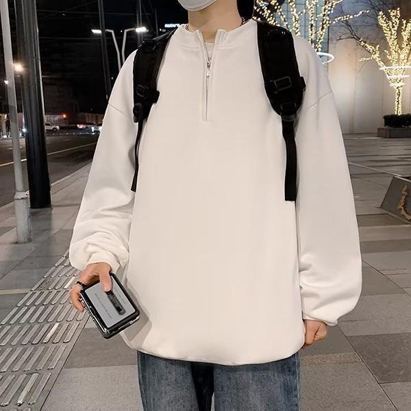 남성 데일리 반집업 캐주얼 베이직 맨투맨 IS-TS17