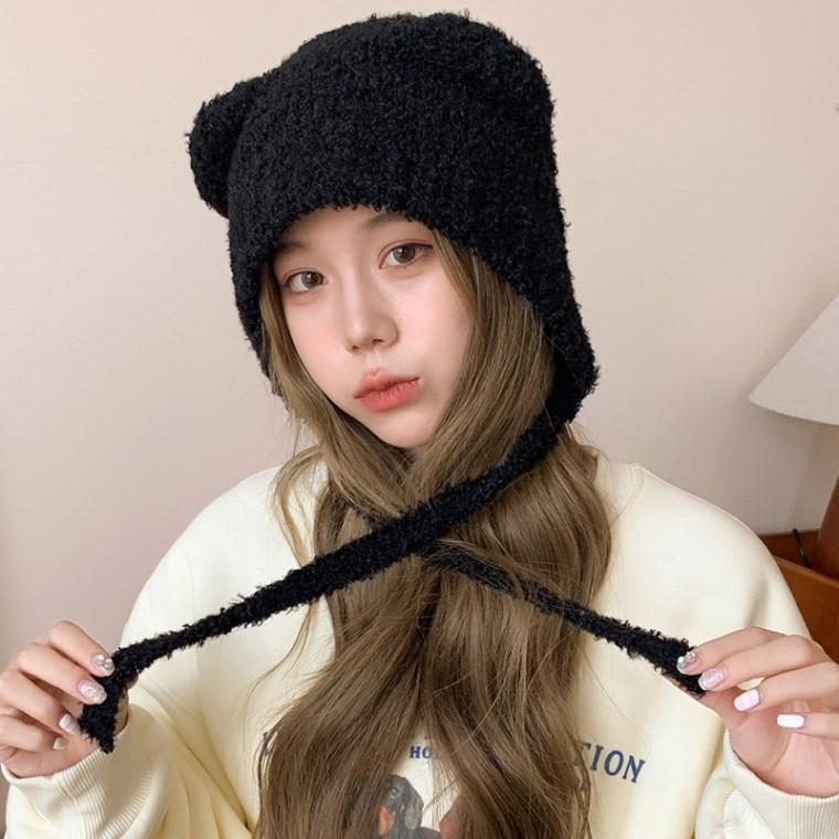 러블리 햇 곰돌이 후드 끈모자 귀달이모자