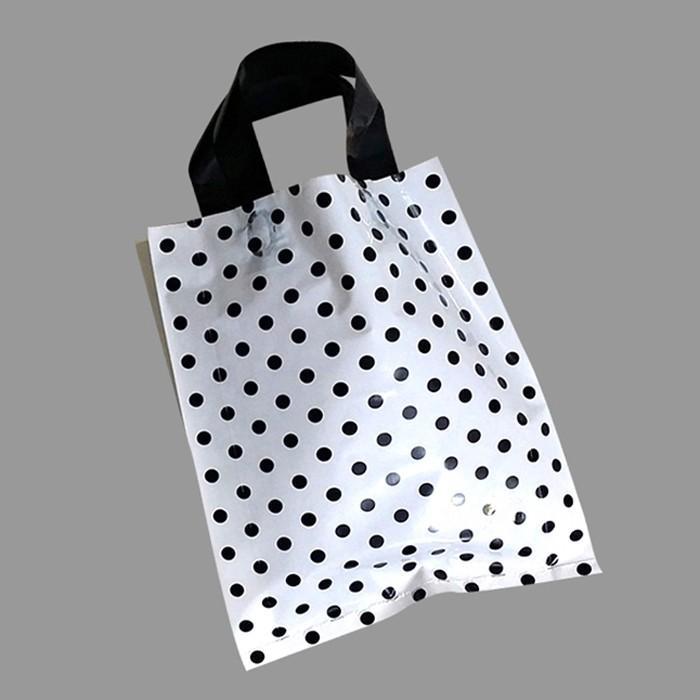PE 질긴 핸들 팬시봉투 검정도트 36X45cm 옆9cm 50매