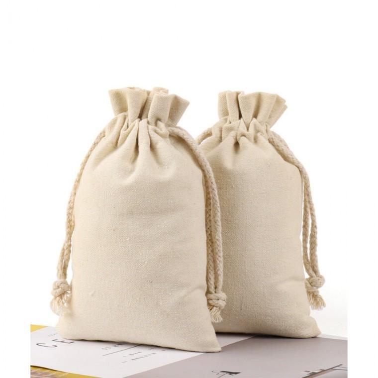 린넨 스트링 파우치 이너백 더스트백 복주머니 광목 면주머니 13x18cm
