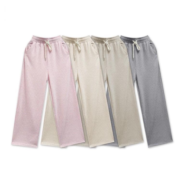 세로 줄무늬 고무줄 와이드팬츠 여자 통바지