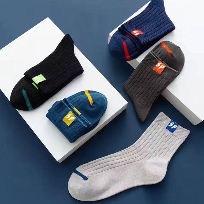 SP 포인트 배색 양말 5color 1set /남성 중목양말 패션양말