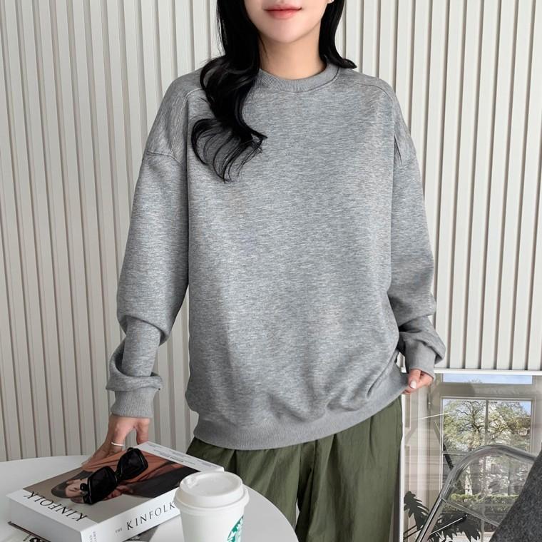 여성 라운드넥 절개 무지 맨투맨 티셔츠