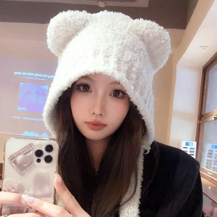 여성 러블리 보넷 모자 곰돌이 후드 햇