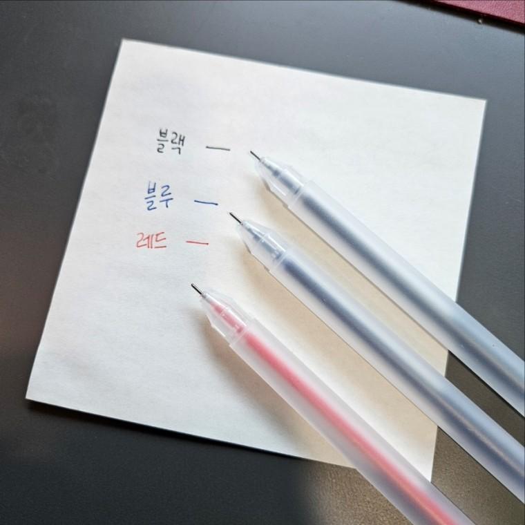 3컬러 기본 반투명 젤 볼펜