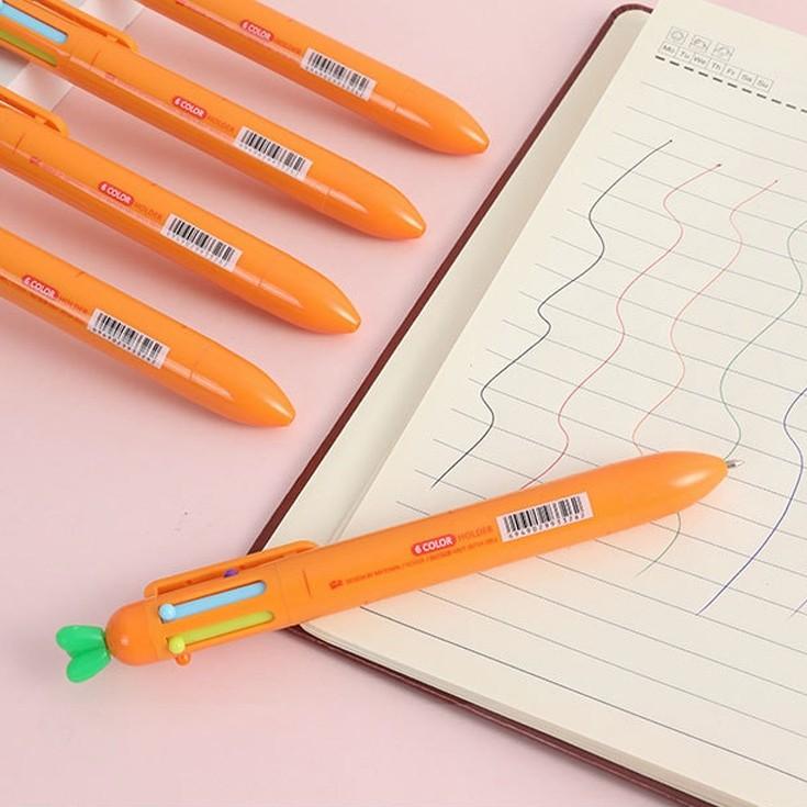 당근 6색 펜 볼펜 귀여운 멀티펜 0.7mm 중성 PEN 선물 판촉 홍보용