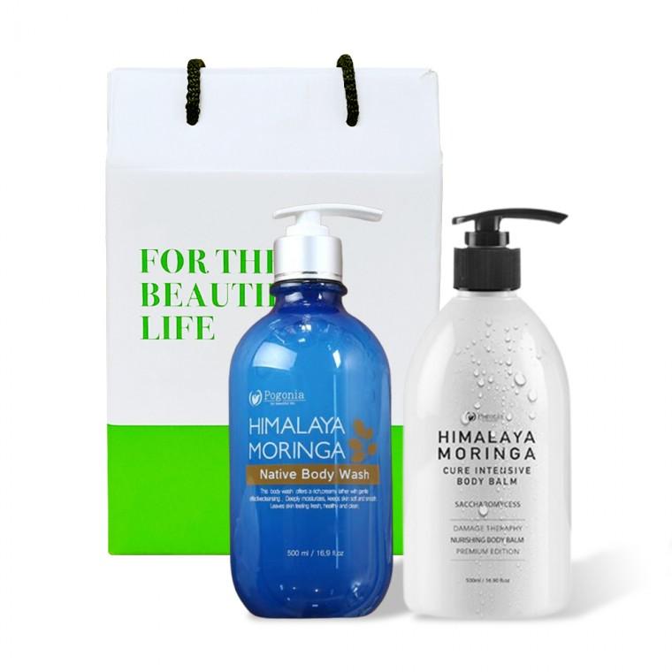 모링가 바디워시 500ml 1개 + 큐어 인텐시브 바디 밤 로션 500ml 1개 바디선물세트