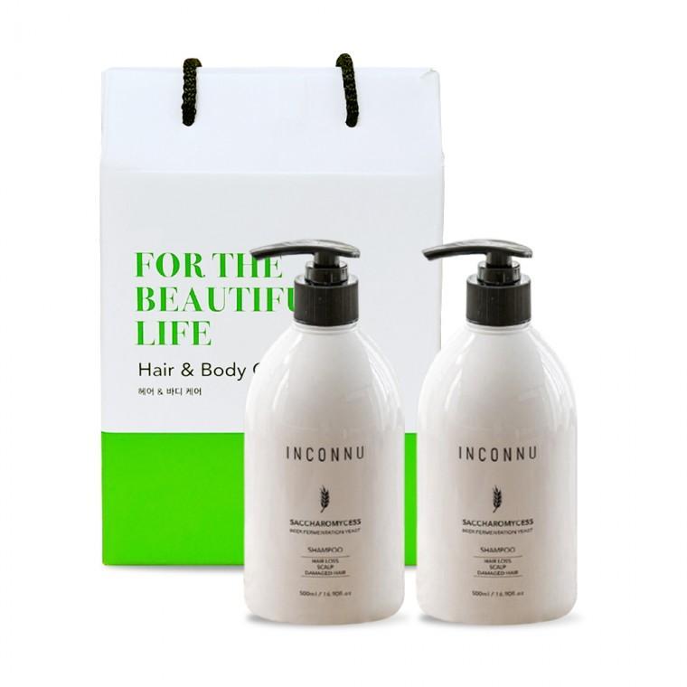 인칸누 맥주효모 샴푸 500ml 2개 헤어선물세트