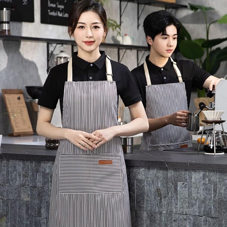 심플 줄무늬 캔버스 포켓 앞치마 목공 작업용 앞치마