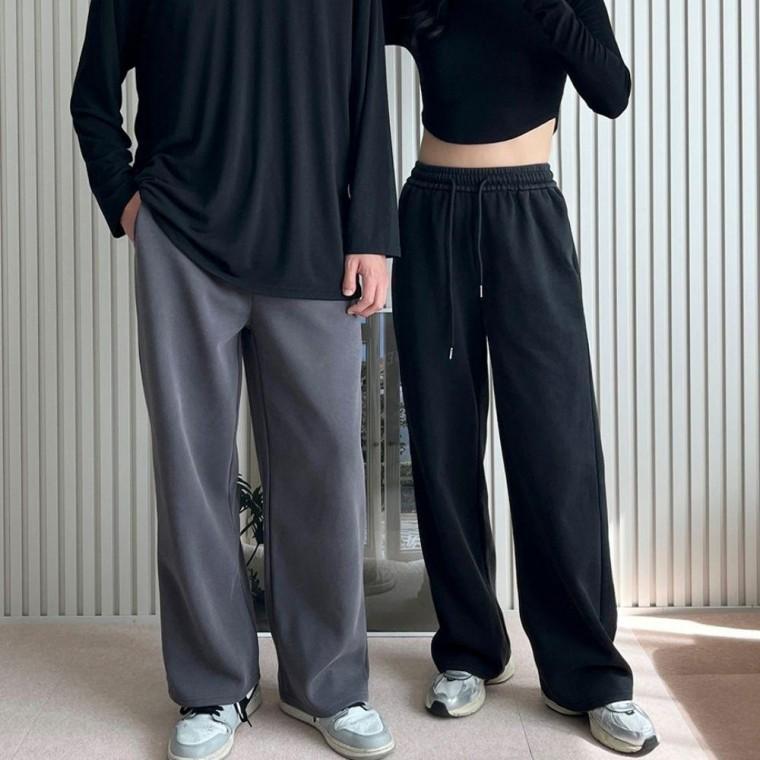 캐주얼 데일리 남성 심플 허리 밴딩 와이드팬츠