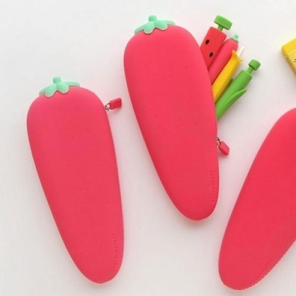 필통 딸기 실리콘필통 펜파우치