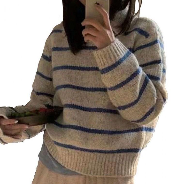 데일리 여성 오픈 카라넥 긴팔티 신상 니트 티셔츠
