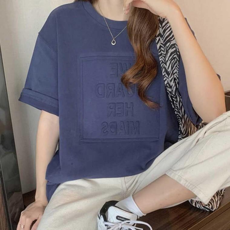 여자 마트 산책 집앞 외출 편한 라운드 티셔츠 코디