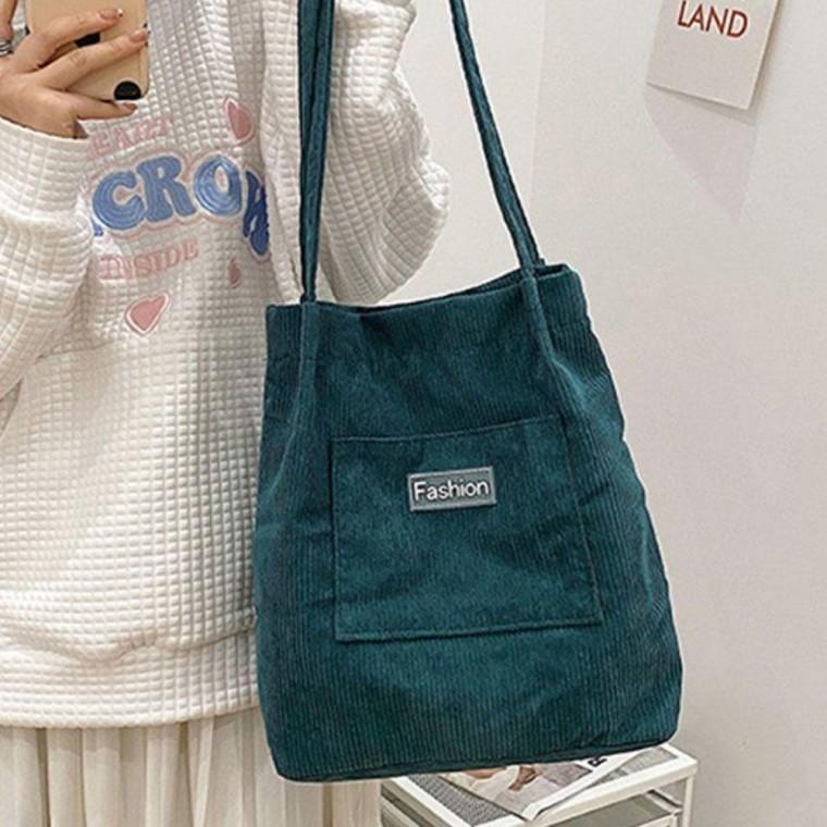 신상 패션 여성 10대 손가방 골덴 쇼퍼백 그린 가방