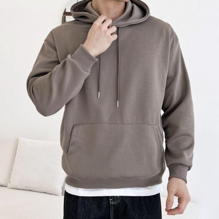 포켓 남자 긴팔 후드티 오버핏 상의 데일리 티셔츠