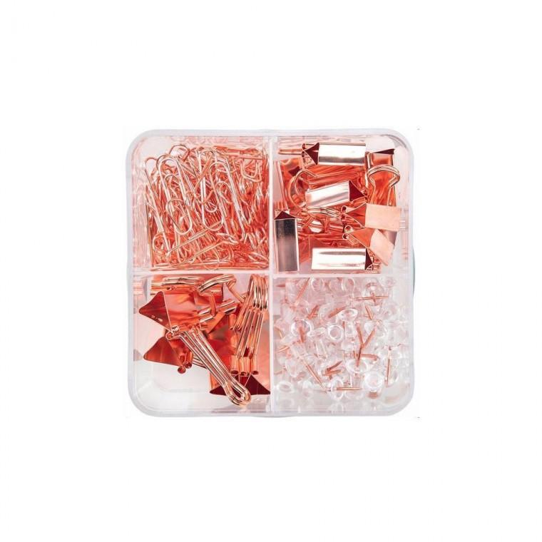 DELI 델리 로즈골드 더블클립 세트 171pcs 78551
