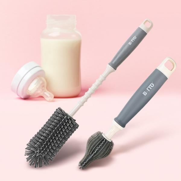 납작모젖병솔세트 실리콘세척솔 젓병솔 젖꼭지솔 병 컵 닦는솔