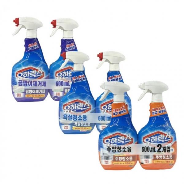 유한락스 주방청소용 욕실청소용 곰팡이제거제 600ml+600ml 기름때 찌든때 세정제 싱크대 청소세제