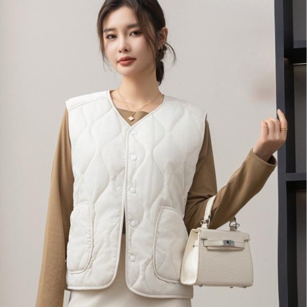 심플 캐주얼 초경량 여성조끼 가을겨울 보온 방한조끼
