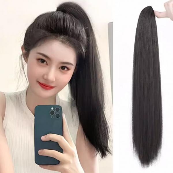 집게형 스트레이트 포니테일 부분가발 묶음머리 가발
