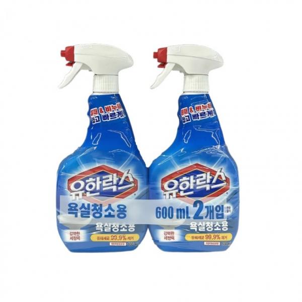 유한락스 욕실청소용 600ml+600ml 물때 비누때 살균제 청소세제